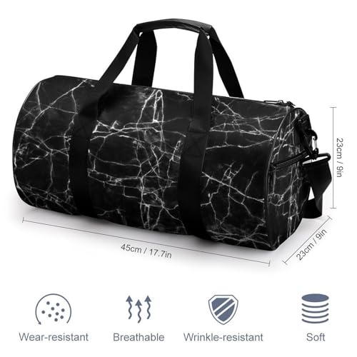 Sac de voyage marbre noir craquelé imperméable et robuste - 2