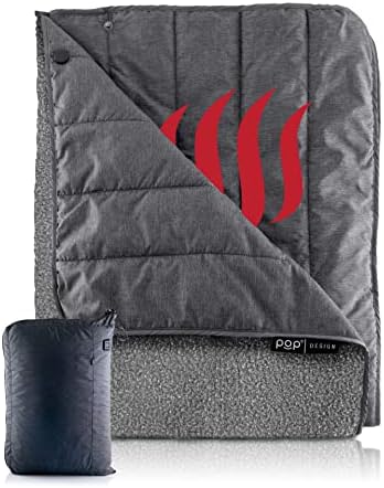 POP Design, Portable USB Heated Fleece Throw Blanket, 3 Heat Settings, Perfect for Indoor Home and Travel, 57” x 37”, Grey (Battery Pack Not Included)