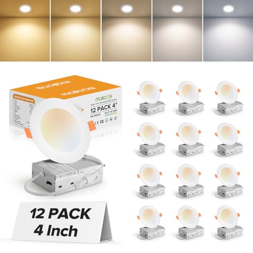 MAILCOS 12 Pack 4 Inch 5CCT Ultra-Thin LED Recessed Ceiling