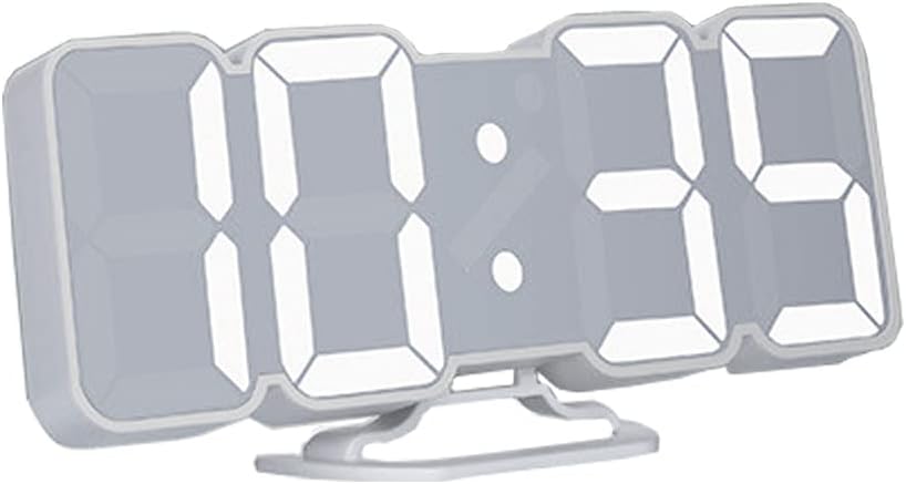 EAAGD 3D Wireless Remote Digital Wall Alarm Clock, with 115 Color Variations of LED Digital, Voice Control Mode, Remote Controller, 3 Levels of Brightness to Adjust (White)