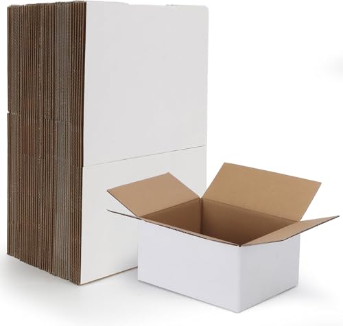 Image of HORLIMER 8x6x4 Shipping Boxes Set of 40, White Corrugated Cardboard Mailer Box for Packing Small Business