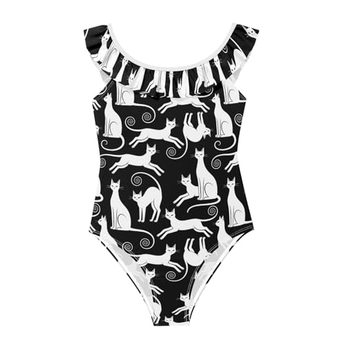 Traje de baño para niñas Reiacy de gatos blancos ideal para vacaciones de verano en la playa