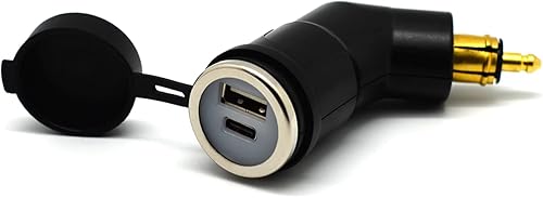 Miniatura 9 de Cliff Top DIN Hella Powerlet Plug a Dual USB Adaptador de cargador de motocicleta 4.6A compatible con BMW Triumph Tiger motocicleta (ángulo) Ángulo