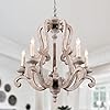 Wood farmhouse chandelier french country wooden chandelier 5 light candle style empire chandelier with wood accents antique pendant light fixture for living roomweathered wood  urban country home decor