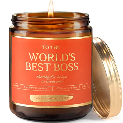 Product Image of the Worlds Best Boss Candle - Natural Soy Candle - Boss Gift Idea, Lady Appreciation, Retirement, Leaving Gift