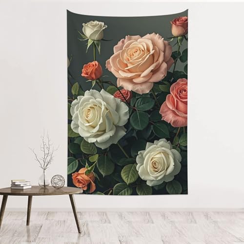 Tapisserie murale roses décoration murale sans dommage pièce