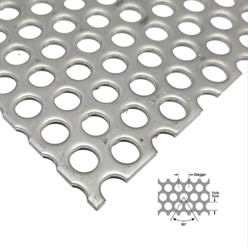 2PCS Stainless Steel Perforated Sheet Perforated Metal Sheet Hole Size 0.11inch 3.9 inchx11.8 inch Stagger 0.18inch Hole Thickness 0.035inch