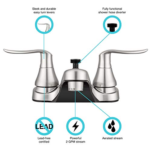 image for Dura Faucet DF-PL720LH-SN RV Bathroom Faucet with Winged Levers and Sh