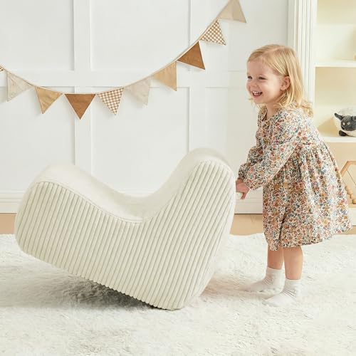 Image of DAICO Kids Bean Bag Chair, Ultra-Soft Toddler Bean Bag Sofa with Handle, Small Toddler Chairs Comfy Reading Lounger Foam Couch for Playroom or Bedroom - Birthday Gift for Boys and Girls Beige Washable