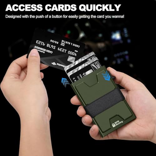 Image of SEMORID Slim Aluminum Card Holder Wallet for Men, Durable Expandable Backplate, RFID Blocking Minimalist Metal Pop Up Wallet, Holds 12+ Cards Plus Cash