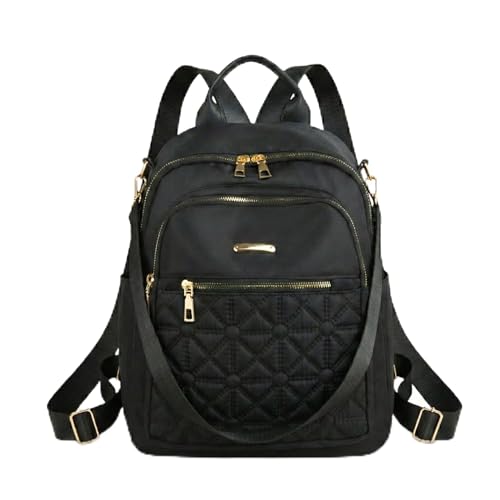 Image of Kraptick Women's Quilted Nylon Backpack Purse - Convertible Anti-Theft Shoulder Bag Waterproof Fashion Rucksack for College, Office & Travel (Black)