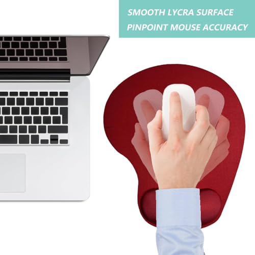 Image of Mouse Pad with Gel Wrist Rest Support, Ergonomic Mouse Cushion with Non Slip Rubber Base Mouse Pad for Laptop, Computer, Gaming, Office (Red, Oval)