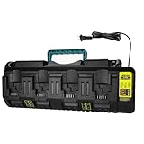 Energup DCB104 4Port Charger for Dewalt 20V Max Battery Li-Ion DCB102 DCB102BP DCB104 DCB118 DCB115 DCB107 for DCB205-2 DCB204 DCB127 DCB609 Fast Charger for Dewalt 20V Lithium Batteries