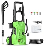 Pressure Washers 1600W, Power Jet Washers with 4 Nozzles, 7L/Max Flow Rate, 6M High-Pressure Hose, 7M Power Cable, Power Washers for Patio and Car, Garden, Fences, Yard, Driveways