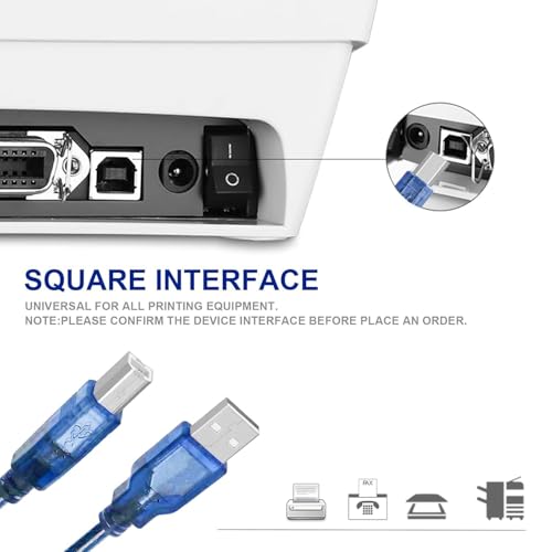 Image of NISHTECH Printer Cable 1.5 Meter, Square USB A to USB B Cable for Printer /Scanner Epson, HP, Canon, Brother, Ethernet Print Smoothly Connect to Computer /Laptop /Pc - USB 2.0 Type B (Blue)