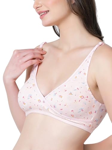Image of Inner Sense Organic Cotton Bamboo Nursing Bra for Women I Overlap Feeding Bra with High Coverage and Wire-Free Design I Sleep Maternity Wear Without Padding