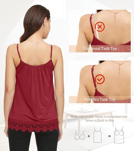 Image of Camisoles for Women with Built in Bra Adjustable Strap Tank Tops Cami Sleeveless Summer Tops for Workout Sleeping Traveling