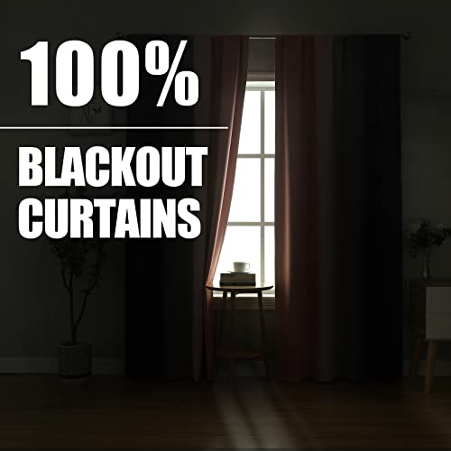 Estelar Textiler Pink And Purple Blackout Curtains For Girls Bedroom, Full Room Darkening Rod Pocket Ombre Curtains For Kids Room, Thermal Insulated Light Blocking Gradient Drapes, 52Wx63L, 2 Panels #TOP2