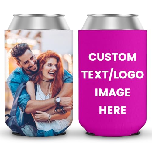 Custom Can Cooler Sleeve Customizable Bulk Insulated Neoprene Can Sleeves for Beer & Soda, 12oz Regular Cans Collapsible Drink Holder for Party Beverages Wedding Favors & Gifts 1-1000PCS