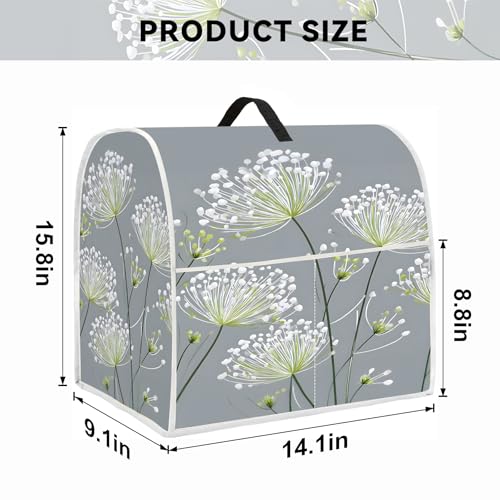Image of Kitchen Dust Cover Compatible with 4.5 5 6 8 quart Stand Mixer, Kitchen Appliance Protective Covers with Top Handle and Pocket (Dandelion, For All 6-8 qt Mixer)