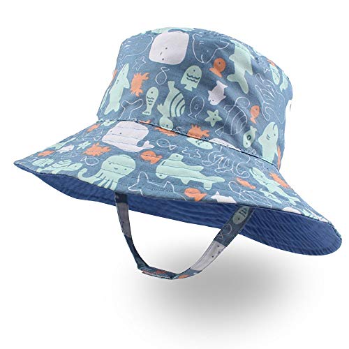 Xiaohawang Baby Boy Bucket Toddler Kids Sun Hat Upf 50+ Wide Brim Outdoor Beach Caps Play Hat (Octopus, Xs(3-6 Months)) #TOP9
