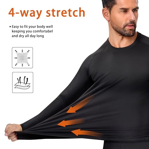 Thermal Underwear for Men Long Johns Fleece Lined Base Layer Quick Dry for Cold Weather4