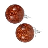 COOLHIYA Pendientes de Resina Marrón Redondos para Mujer, Atractivos y Cómodos, Ideales para Uso Diario y Fiestas de Otoño E Invierno