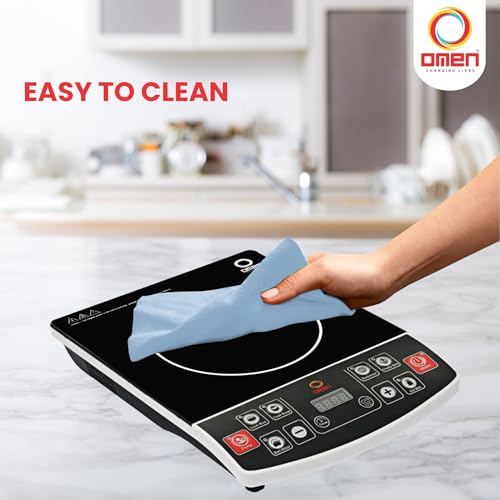 Image of Omen Changing Lives OM-10, 2000W Induction Cooktop | LED Digital Display | Push-Button Controls | Adjustable Temperature | Auto Shut-Off | BIS Certified | 1-Year Warranty