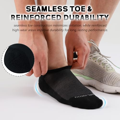 Image of ZEAL WOOD 3 Pairs Merino Wool No Show Athletic Socks For Men Women Ankle Running Golf Tennis Low Cut Hiking Socks