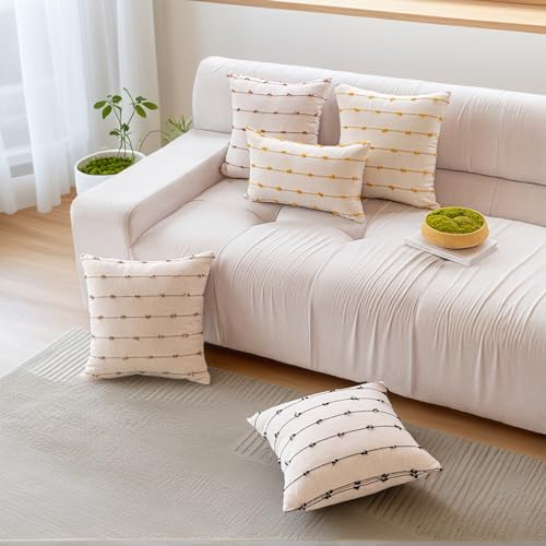 Housse de coussin à rayures au tissage rustique de qualité supérieure - 7