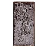 AurexaFashion Genuine Leather Bifold Long Wallet for Men, Retro Vintage Embossed Clutch with Zipped Coin purse & Credit card Slots. RFID Blocking. Dragon- Coffee