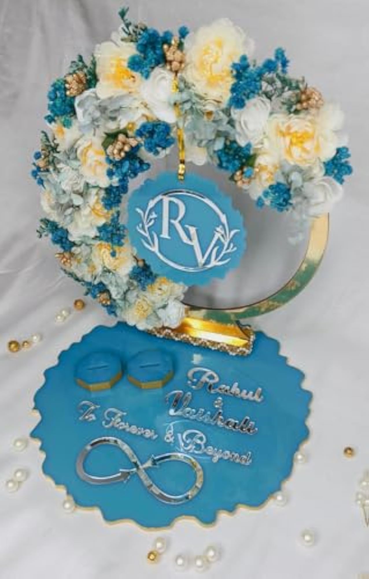 Personalized Engagement Wedding Ring Platter with Customized Names