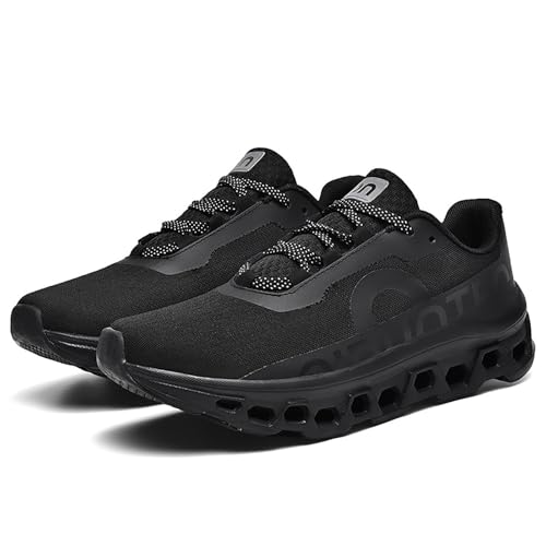 Hombres Running Sneakers Zapatos Low Top Ligero Transpirable Plataforma Almohadilla Neutral Caminar Jogging Zapato Casual Altura Aumento Zapatos,Negro,39 EU