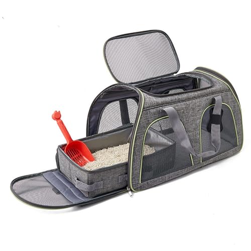 Caixa de Areia Dobrável para Gatos, Caixa de Areia Portátil de Viagem de Gato, Malha Lateral de Malh