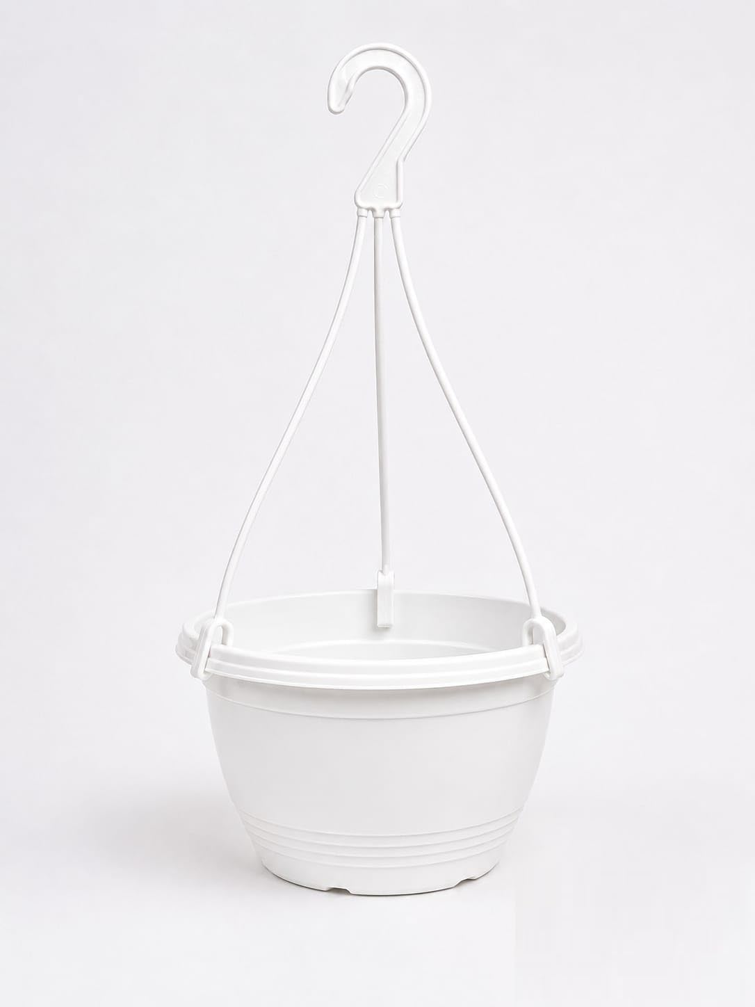 8 Inch Nest Hanging Pot Set with Hanger | Plastic Planter for Indoor & Outdoor Plants | Decorative Flower Pot with Hook for Balcony, Garden, Home & Terrace | White - Pack of 2-image-23