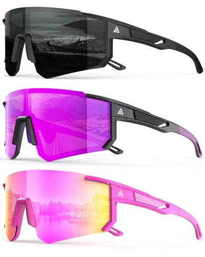 Image of Polarized Sports Sunglasses for Men Women, UV400 Protection Mens Sunglasses Wrap Around Sun Glasses for Cycling Running