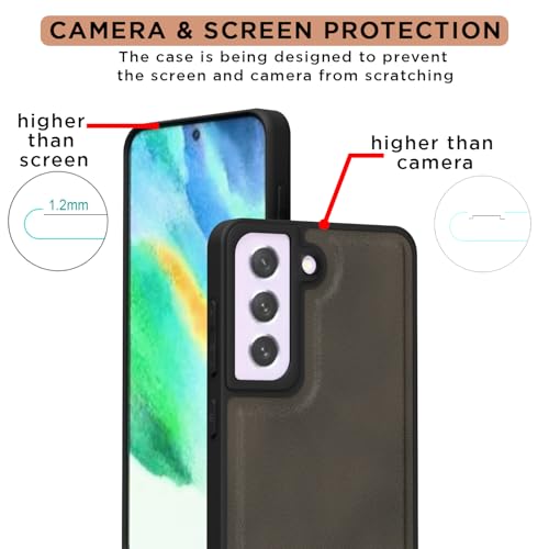 Image of Amazon Basics Back Cover for Samsung Galaxy S21 FE 5G | Premium PU Leather | Soft Touch Finish | Full Camera Protection | Raised Edge Bumper Case (Brown)