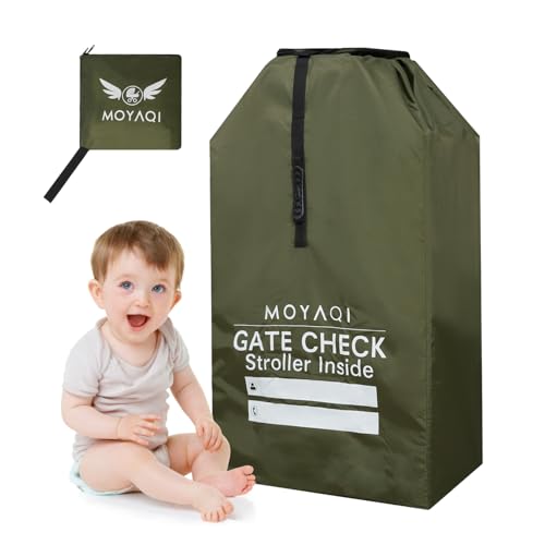 Image of MOYAQI Stroller Travel Bag for Airplane, Gate Check Bag Backpack with Durable Nylon,Adjustable Carry Straps,Infant Carriers & Booster Seats (Green)