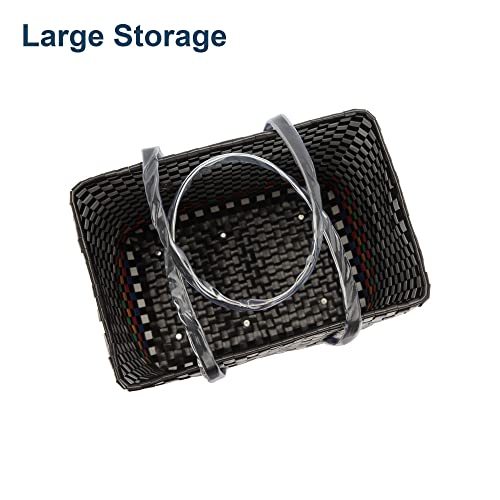 Image of Arnavira Handmade Multipurpose Basket with Lid 13L Used as Shopping, Storage, Picnic, Beach, Toy Basket (28x17x27 CM) (Black Silver, Large)