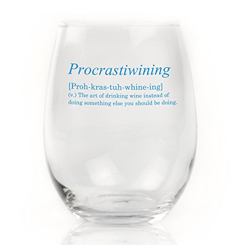 Funny Stemless Wine Glass - Procrastiwining