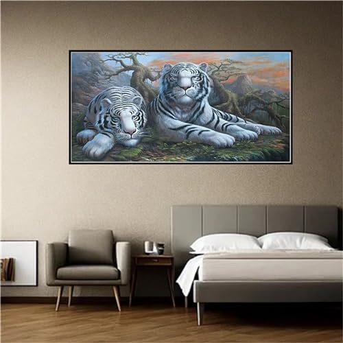 Diamond Painting Animaux Tigre grand format 120x60cm pour loisirs créatifs adultes