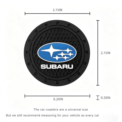 Image of Black Silicone Car Coasters for Subaru Series Series Non-Slip Car Cup Holder Coasters,Car Interior Accessory for Car Cup Holder 2.75IN 2Pack