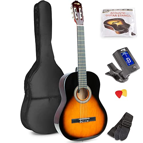 Max SoloArt Guitare classique adulte débutant – Sunburst, cordes en nylon, tuner digital, sac de transport, médiators… - Les Beatles, Paul McCartney, John Lennon, RIngo Starr, George Harrison Max SoloArt Guitare classique adulte débutant - Sunburst, cordes en nylon, tuner digital, sac de transport, médiators…