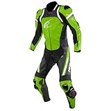 コミネ(KOMINE) バイク用 レーシングレザースーツ ライムグリーン XL S-53 本革 CE規格レベル2 ストレッチ素材