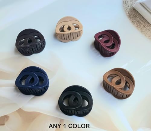 Image of HAIR ACCESSORIES Interlocking Circle Shaped Multicolor Claw Clips Modern Hair Claw Clips, Matte Finish, Cute Hair Jaw Clips Nonslip Clips, Strong Clamp Clutcher (Pack of 1)