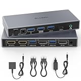 SUIDEK Commutateur KVM DisplayPort Double Écran pour 2 PC-Convertisseur DP Entrée/HDMI S...