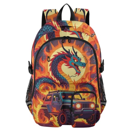 Mochila de negocios para mujer con compartimento ajustable de 7 a 18 pulgadas y diseño de dragón