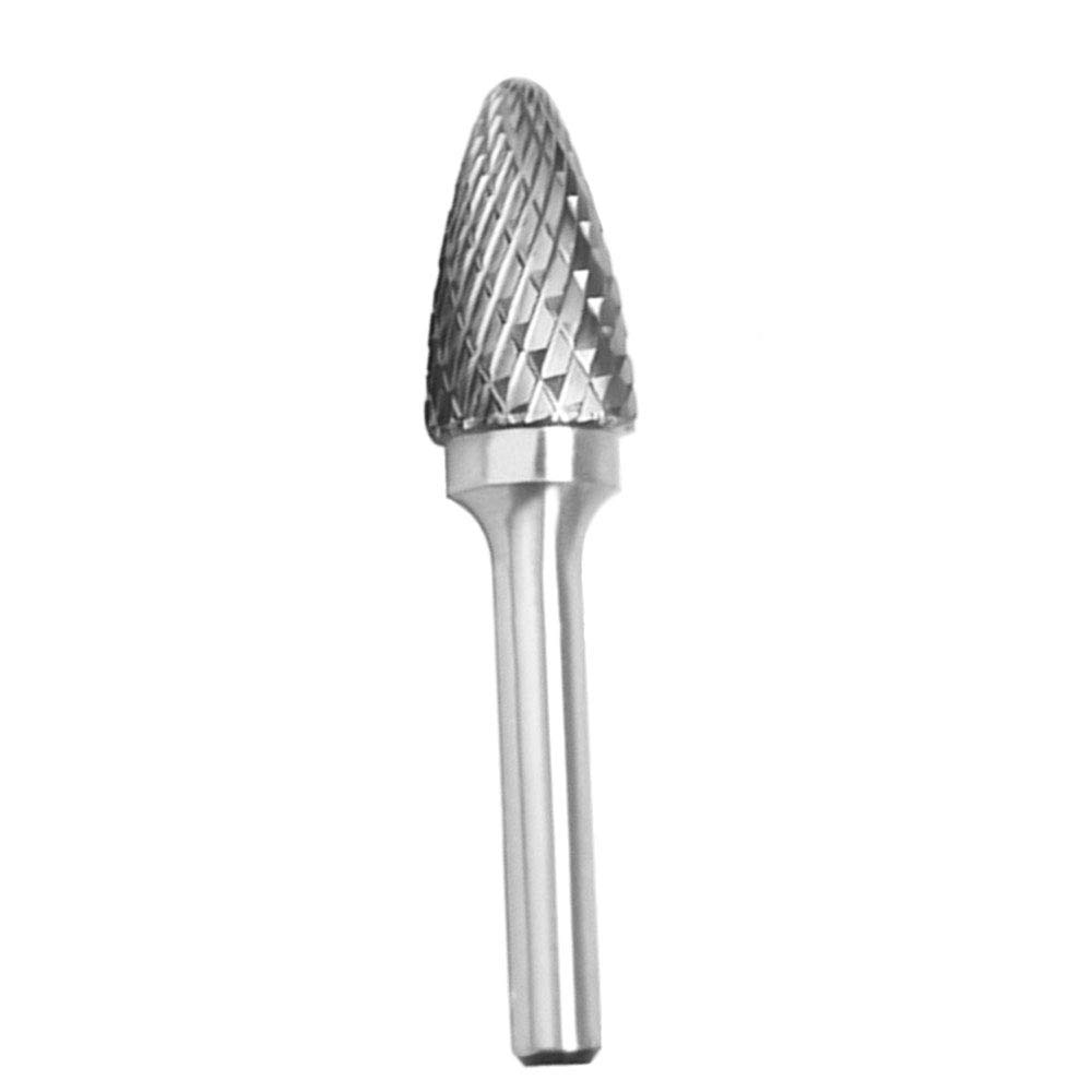 KangTeer Carbide Burr Bit 1/4" Shank 14mm Head Tree Shape Double Cut Tungsten Steel Carbide Rotary File Cutting Burrs Rotary Tool Drill Die Grinder Bits ((1/4x14mm) F)