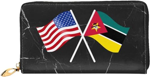 American And Mozambique Flag Wallet Card Bag