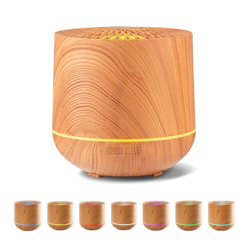 Nixtrve Diffuser, 300ml Ultrasonic Aroma Diffuser for Essential Oils, Cool Mist Oil Diffusers with 7-Color LED Light & Auto Shut-Off, Diffusers for Home and Office